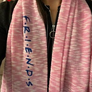 NWT Friends tv show pink scarf with blue logo for women one size